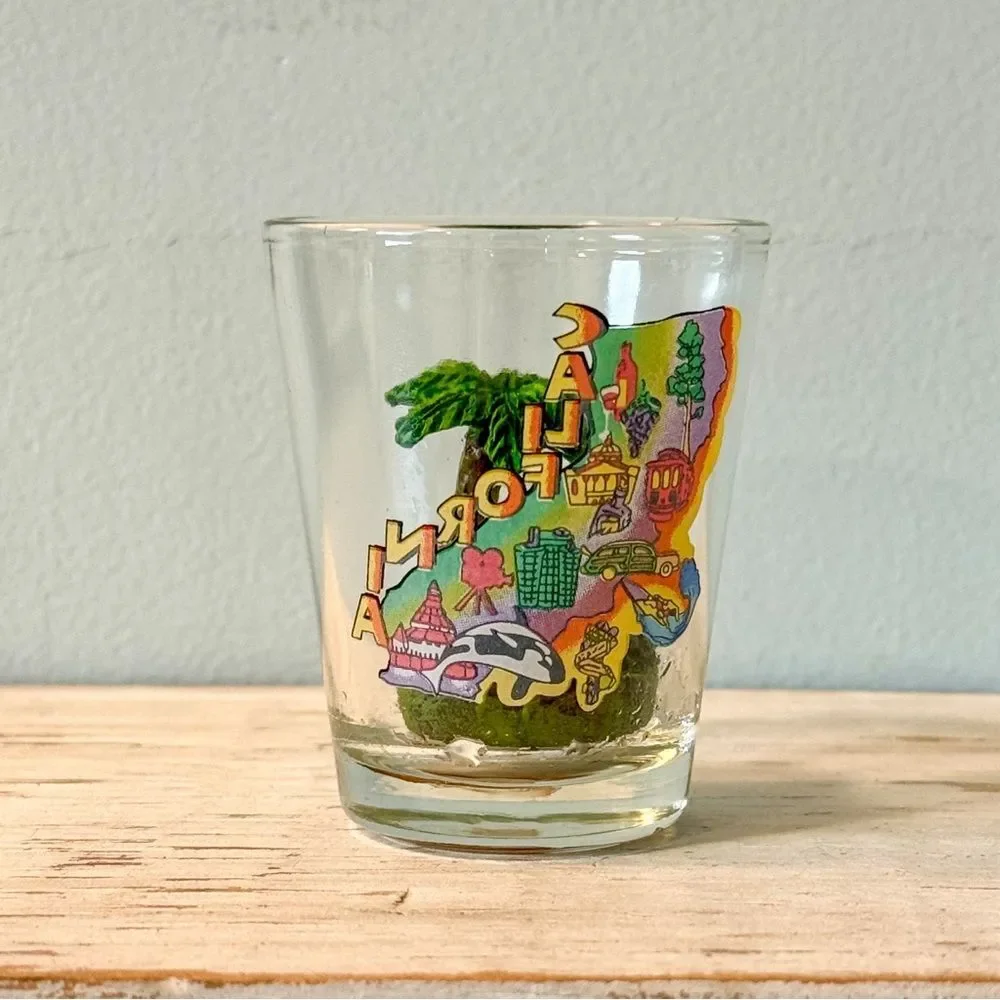 California Shot Glass Palm Tree Map | Souvenir Collectible Barware Novelty